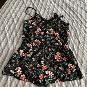 Black floral romper